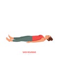 Shavasana or Corpse Pose. Yoga Practice. Vector.