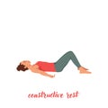 Woman doing Constructive Rest Pose, Savasana Variation Royalty Free Stock Photo