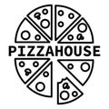 Pizza home delivery icon.
