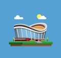 Sport arena stadium building in day concept in flat cartoon illustration vector Royalty Free Stock Photo