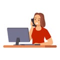 Business woman sitting at workplace desk front view Royalty Free Stock Photo