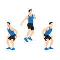 180 degree twisting jump squats. Sport exersice Royalty Free Stock Photo