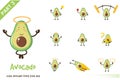 Vector cartoon illustration of cute avocado Royalty Free Stock Photo