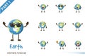 Cartoon illustration of cute earth poses set. Royalty Free Stock Photo