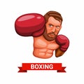 Boxing man punch in red glove character athelete sport symbol illustration vector Royalty Free Stock Photo