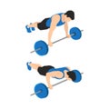 The athlete trains in the gym, doing strength exercises for muscles
