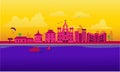 Cartoon illustration of Goa skyline. Royalty Free Stock Photo