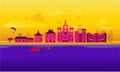 Cartoon illustration of Goa skyline. Royalty Free Stock Photo