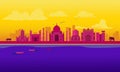 Cartoon illustration of Uttar Pradesh skyline.