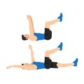 Man doing dead bug exercise. Abdominals exercise.