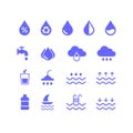 Collection of icons related to water resources. Suitable for design elements from infographics,