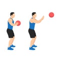 Man doing medicine ball chest pass exercise flat vector illustration Royalty Free Stock Photo