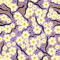 Art & Illustration. Seamless floral pattern with chamomile on grey background. Ready for print. Royalty Free Stock Photo