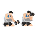 Man doing one arm dumbbell preacher curl. Flat vector illustration Royalty Free Stock Photo