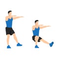 Man doing Single leg squat. Pistol squats exercise. Flat vector illustration isolated