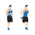 Man doing butt kicks exercise. Flat vector illustration isolated on white background