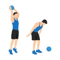 Man doing Medicine ball slams exercise. Flat vector illustration Royalty Free Stock Photo