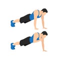 Man doing plank shoulder taps exercise. Flat vector illustration