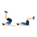 Man doing reverse crunch exercise. Flat vector illustration Royalty Free Stock Photo