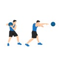 Medicine ball punch exercise, Flat vector illustration