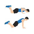 Modified knee push ups exercise. Flat vector illustration