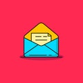 Simple mail vector illustration on red background