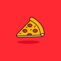 Simple pizza vector illustration isolated on red background