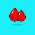 Simple blood drop vector illustration isolated on blue background