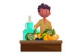 Vector Graphic Illustration of Indian Street Vendor. Royalty Free Stock Photo