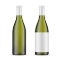 Green Glass Wine Bottle With Label and Blank Mockup Royalty Free Stock Photo