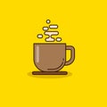 Simple cup of coffee vector illustration isolated on yellow background Royalty Free Stock Photo