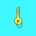 Simple key vector illustration isolated on blue background Royalty Free Stock Photo