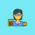 Simple female accountant avatar vector illustration