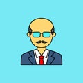 Simple mature man avatar with bald head vector illustration