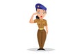 Vector Graphic Illustration of Lady Police