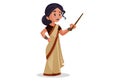 Vector Graphic Illustration of Indian Lady Teacher