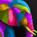 Close up face elephant pop art portrait premium vector Royalty Free Stock Photo