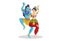 Vector graphic illustration of Lord Shiva and Goddess Parvati