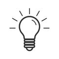 Light bulb flat vector icon isolated on white background. Idea sign  solution  thinking concept. Lighting Electric lamp. Royalty Free Stock Photo