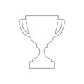 Trophy outline cup vector icon isolated on white background. Royalty Free Stock Photo