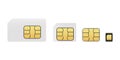 Evolution of SIM cards. From SIM card to eSIM vector illustration. New chip mobile cellular communication technology. Royalty Free Stock Photo