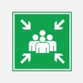 Emergency evacuation assembly point sign vector sign. Royalty Free Stock Photo