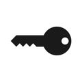 Black key icon vector. Flat black vector key icon illustration. Royalty Free Stock Photo