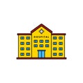 Linear color style of hospital building icon