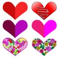 Clip art, vector, different colourful hearts.