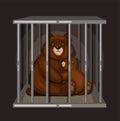 Bear family in cage. save animal illustration concept in cartoon vector