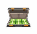 Briefcase full of cash money. symbol concept in cartoon illustration vector isolated in white background Royalty Free Stock Photo