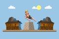 Stone Jumping or Hombo Batu was a virility ritual for boys in Nias Island Indonesia. vector