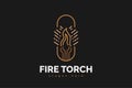 Abstract Fire Torch Logo with Linear Concept in Minimalist Style