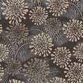 Seamless floral pattern, vector. Beige and brown flowers, abstraction.